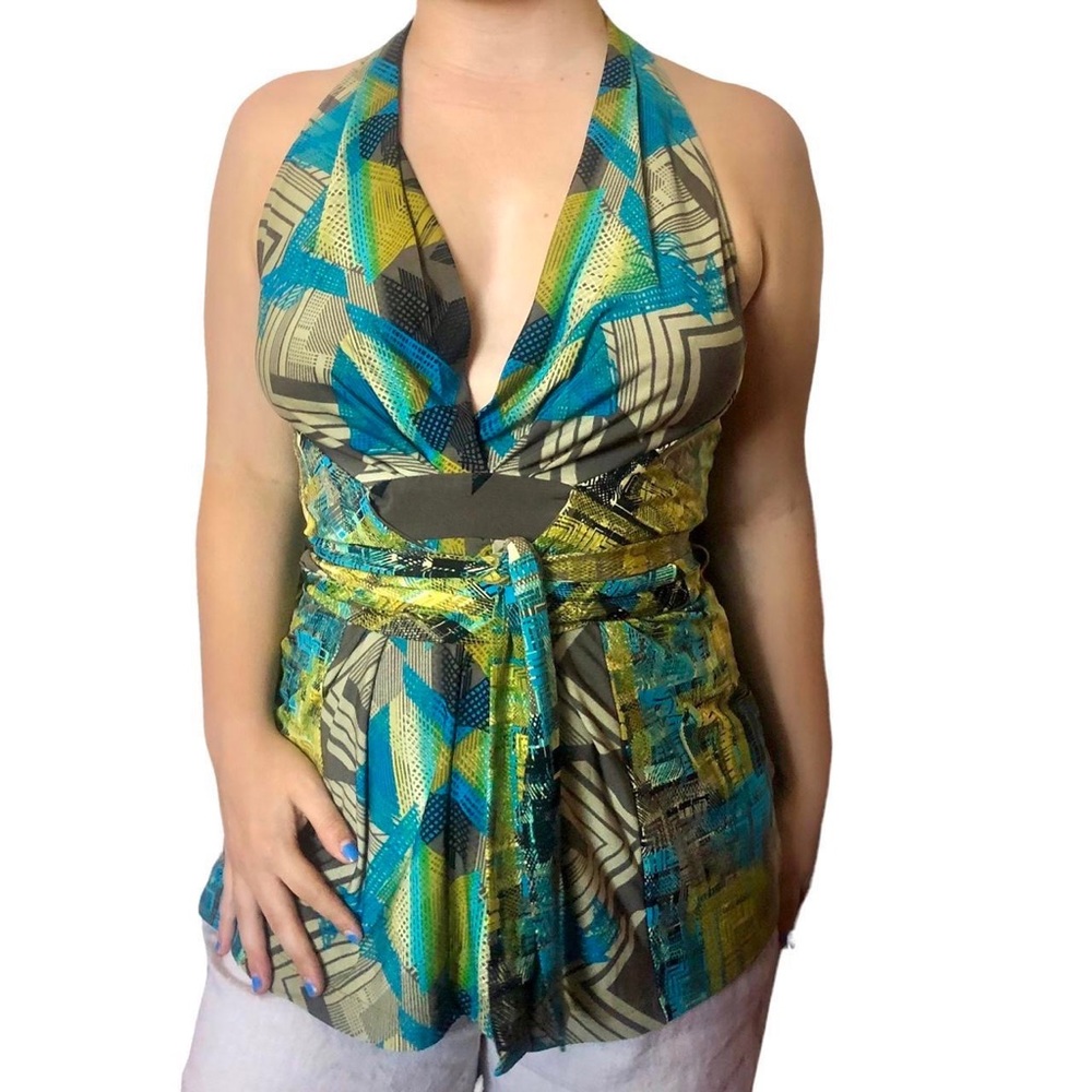 NWOT Y2K BCBG MAXAZRIA DRAPED HALTER TOP size medium